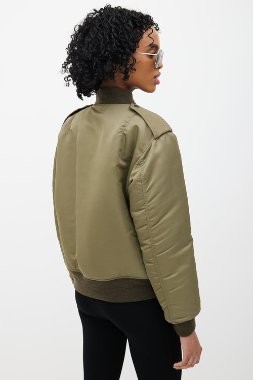 Saint Laurent Green Padded Bomber Jacket