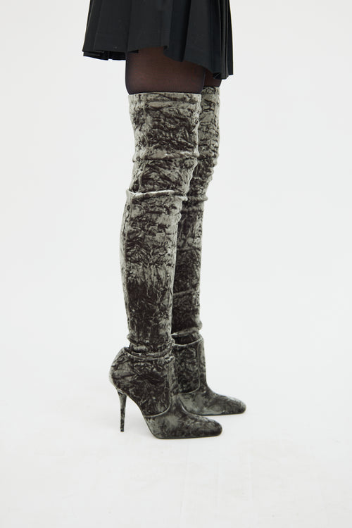 Crushed Velvet High Heel Boot