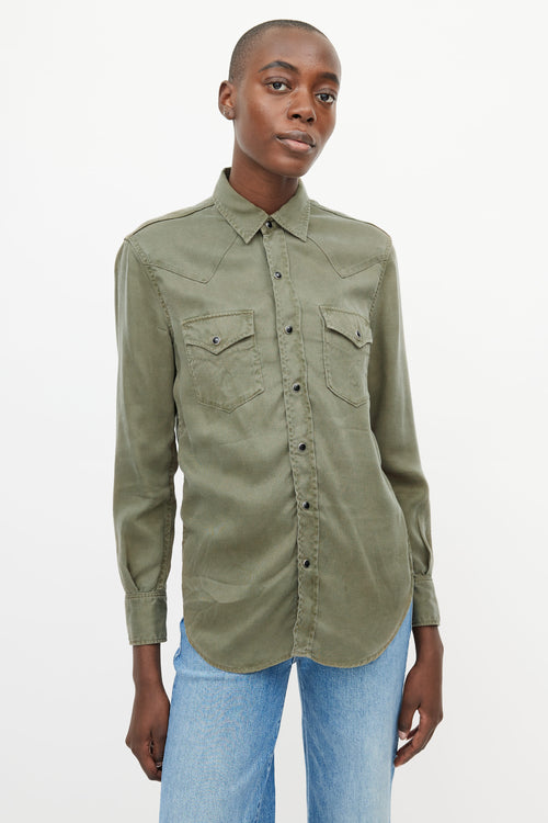 Saint Laurent Green Western Shirt