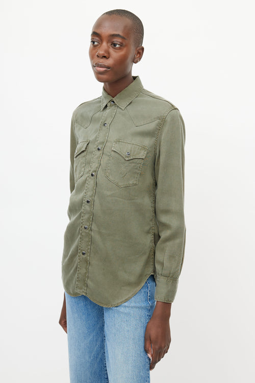 Saint Laurent Green Western Shirt