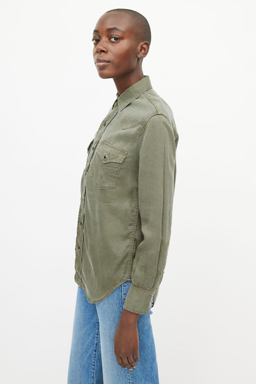 Saint Laurent Green Western Shirt