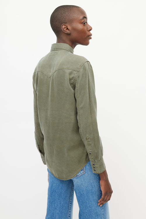 Saint Laurent Green Western Shirt