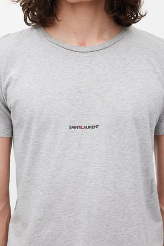 Saint Laurent Grey 
Black Logo T-Shirt