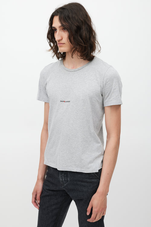 Saint Laurent Grey 
Black Logo T-Shirt