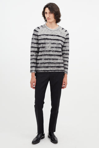 Saint Laurent Grey 
Black Mohair Stripe Sweater