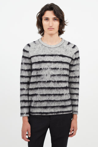 Saint Laurent Grey 
Black Mohair Stripe Sweater