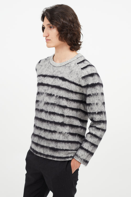 Saint Laurent Grey 
Black Mohair Stripe Sweater