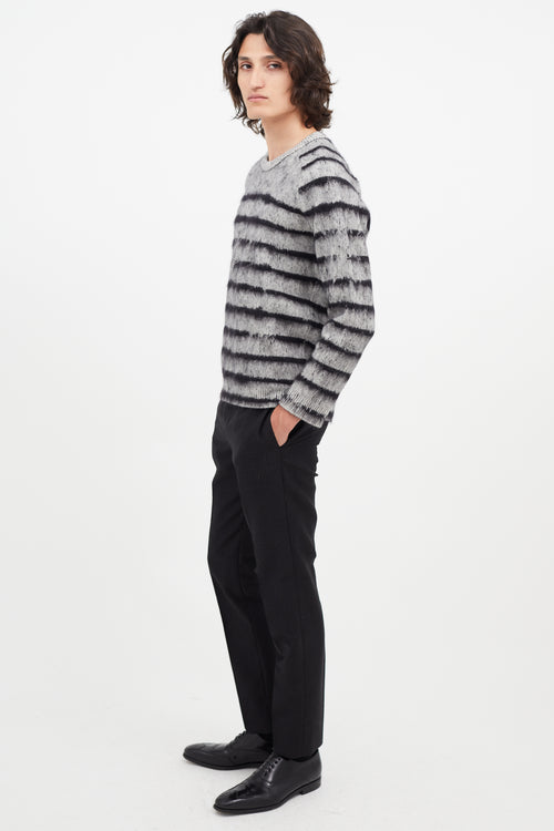 Saint Laurent Grey 
Black Mohair Stripe Sweater