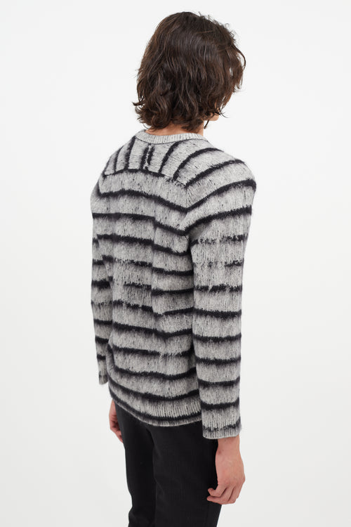 Saint Laurent Grey 
Black Mohair Stripe Sweater