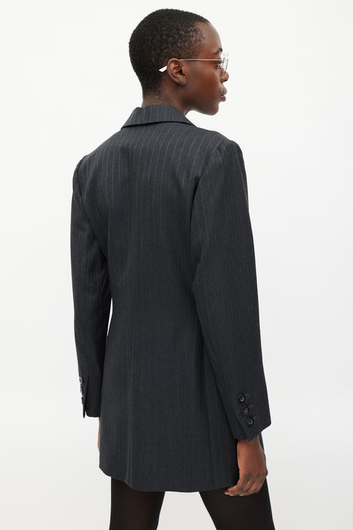 Saint Laurent Grey Fitted Pinstripe Blazer