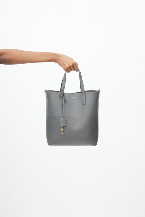 Saint Laurent Grey Leather Shopping Tote