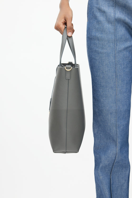 Saint Laurent Grey Leather Shopping Tote