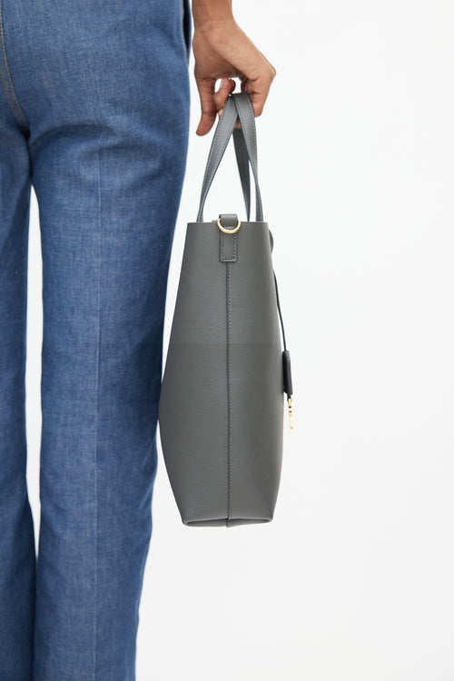 Saint Laurent Grey Leather Shopping Tote