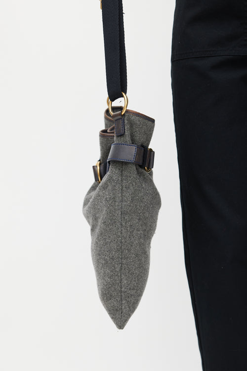 Saint Laurent Grey 
Navy Wool Messenger Bag