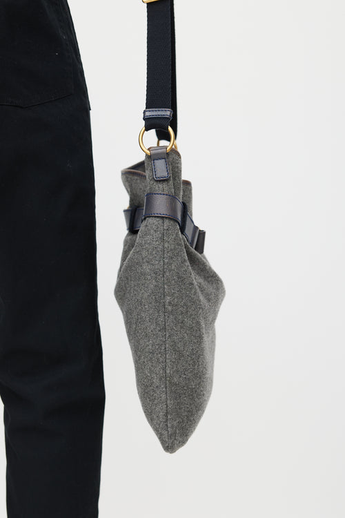 Saint Laurent Grey 
Navy Wool Messenger Bag