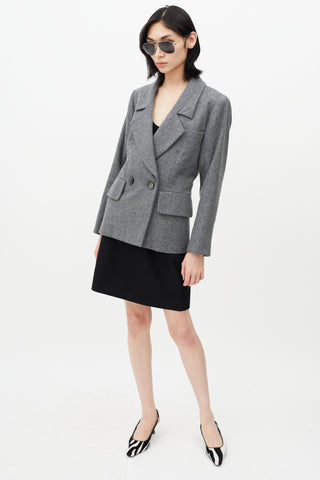 Saint Laurent Grey Wool Double Breasted Blazer