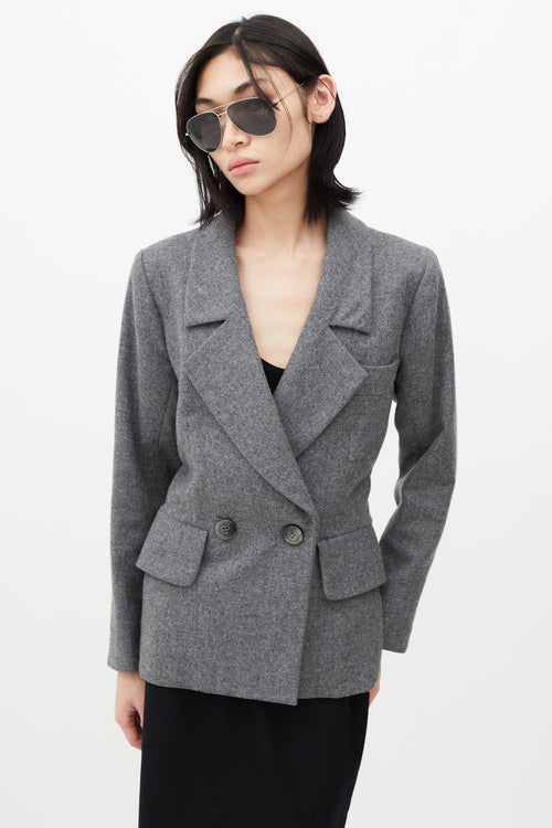 Saint Laurent Grey Wool Double Breasted Blazer