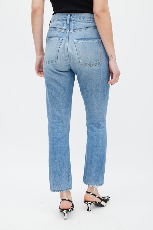 Saint Laurent Blue D10 Distressed Skinny Jeans