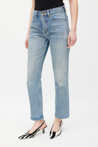 Saint Laurent Blue D41 Embroidered Skinny Jeans