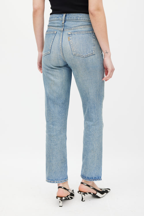 Saint Laurent Blue D41 Embroidered Skinny Jeans