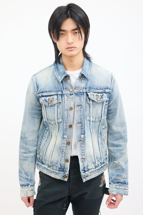 Saint Laurent Light Acid Wash Denim Jacket