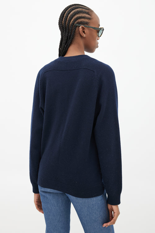 Saint Laurent Navy Cashmere Knit Cardigan