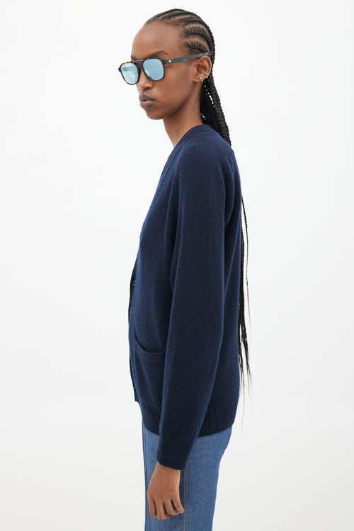 Saint Laurent Navy Cashmere Knit Cardigan