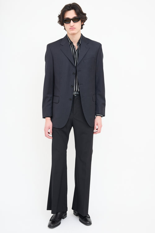 Saint Laurent Navy Pinstripe Blazer