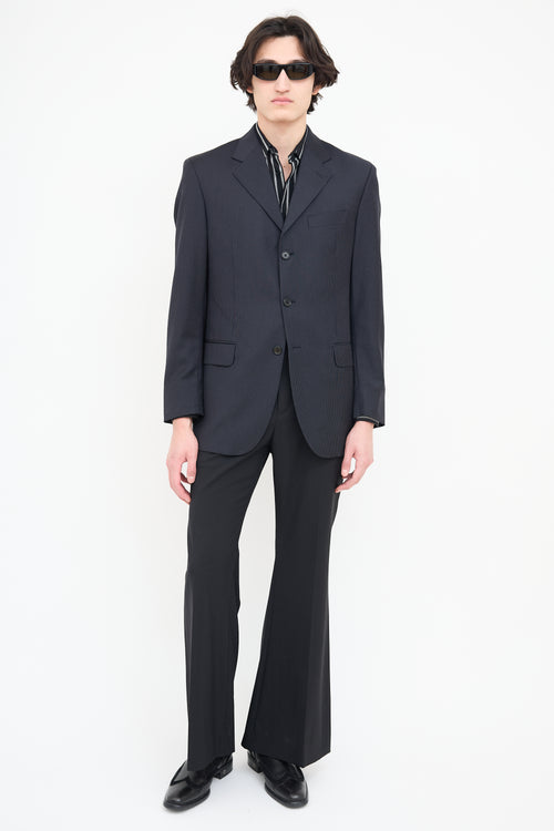 Saint Laurent Navy Pinstripe Blazer