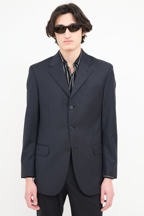 Saint Laurent Navy Pinstripe Blazer