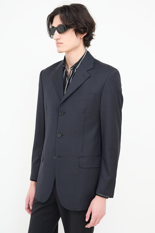 Saint Laurent Navy Pinstripe Blazer