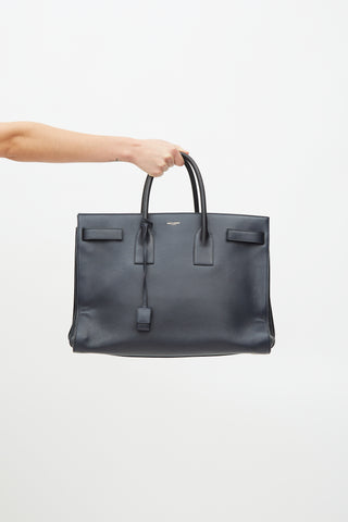 Saint Laurent Navy Sac De Jour Large Leather Bag