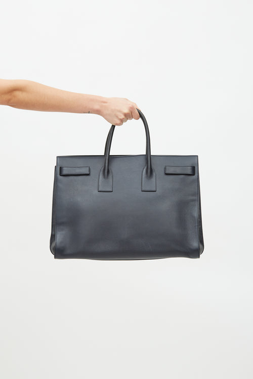 Saint Laurent Navy Sac De Jour Large Leather Bag