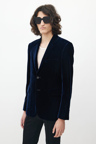 Saint Laurent Navy Velvet Blazer