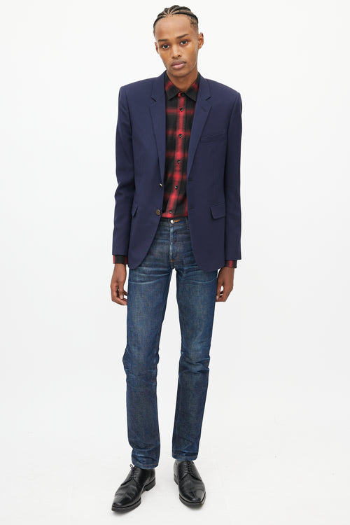 Saint Laurent Navy Wool Two Button Blazer