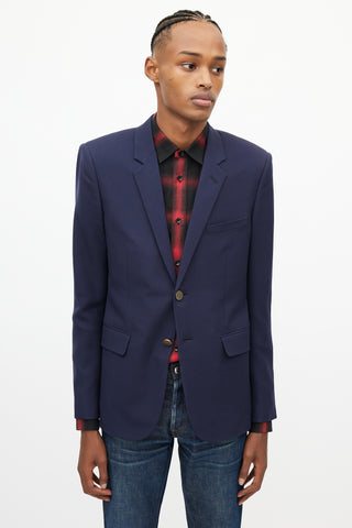 Saint Laurent Navy Wool Two Button Blazer