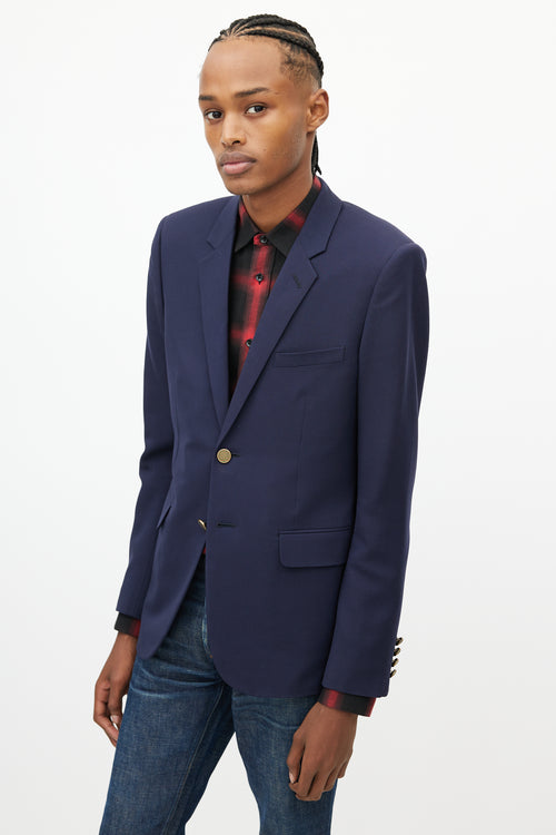 Saint Laurent Navy Wool Two Button Blazer