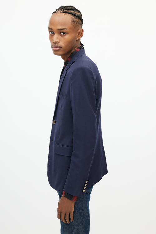 Saint Laurent Navy Wool Two Button Blazer