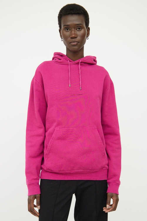 Saint Laurent Pink Logo Hooded Top