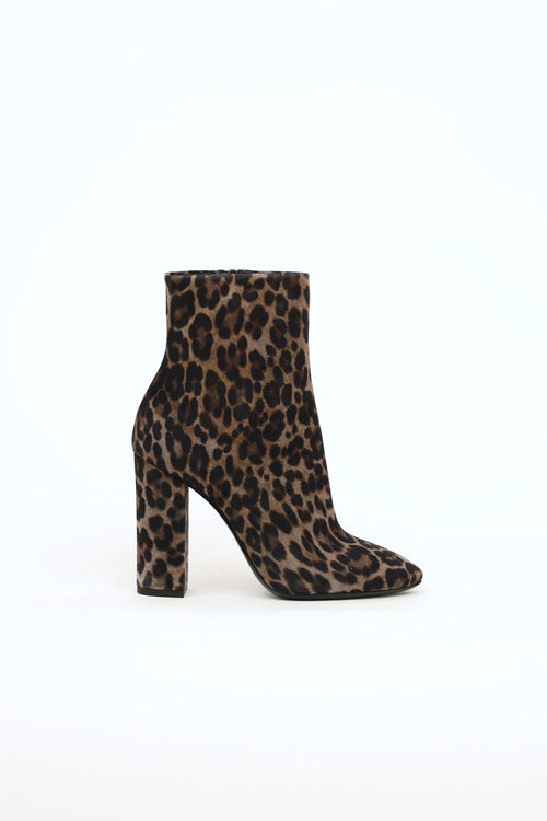 Saint Laurent Brown 
Black Printed Lou Booties