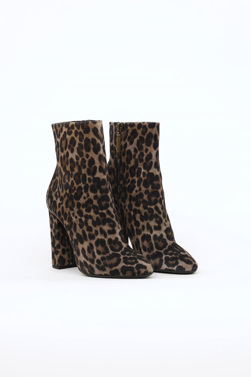 Saint Laurent Brown 
Black Printed Lou Booties