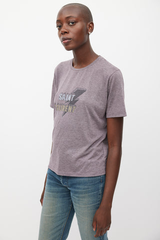 Saint Laurent Purple 
Multicolour Logo Print T-Shirt