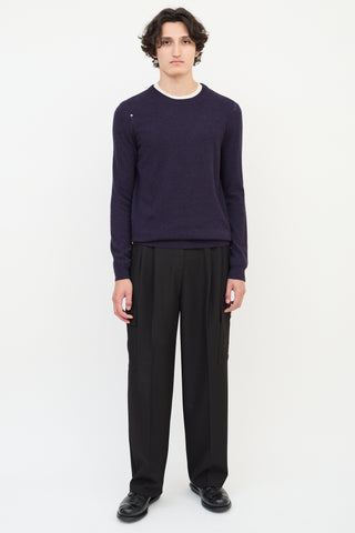 Saint Laurent Purple Wool 
Cashmere Distressed Sweater