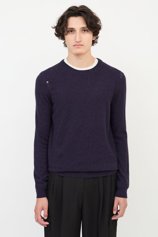 Saint Laurent Purple Wool 
Cashmere Distressed Sweater