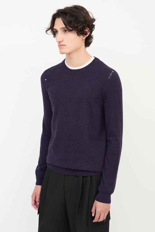 Saint Laurent Purple Wool 
Cashmere Distressed Sweater