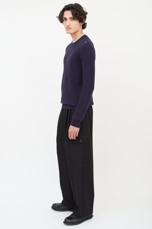 Saint Laurent Purple Wool 
Cashmere Distressed Sweater