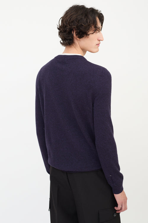 Saint Laurent Purple Wool 
Cashmere Distressed Sweater