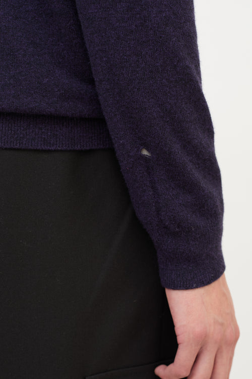 Saint Laurent Purple Wool 
Cashmere Distressed Sweater