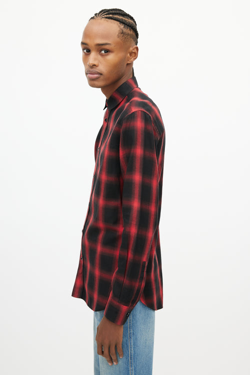 Saint Laurent Red 
Black Plaid Shirt