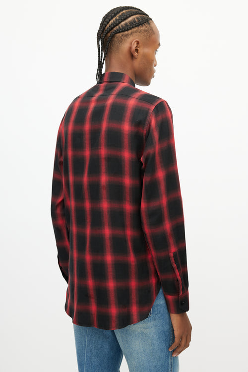 Saint Laurent Red 
Black Plaid Shirt